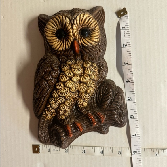 Set of 4 Vtg.70s HOMCO whimsical adorable hanging 3D brown owls.Made of resin. - Picture 2 of 8